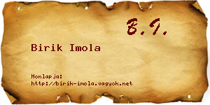 Birik Imola névjegykártya